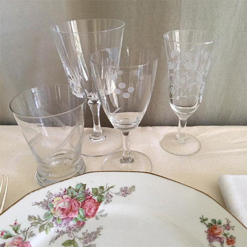 verres pied - vaisselle vintage